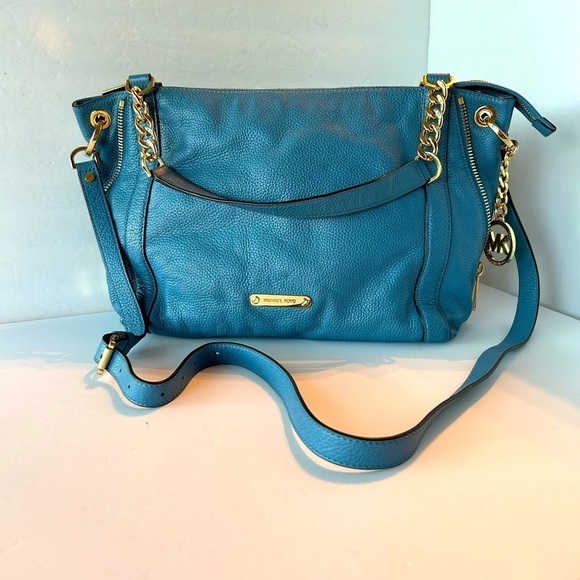 Michael Kors NWOT Blue Pebble Leather Satchel - Picture 1 of 13